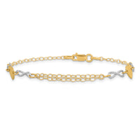 14k Two-tone Gold Polished Infinity and Heart Bracelet-SF2494-7