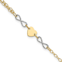 14k Two-tone Gold Polished Infinity and Heart Bracelet-SF2494-7