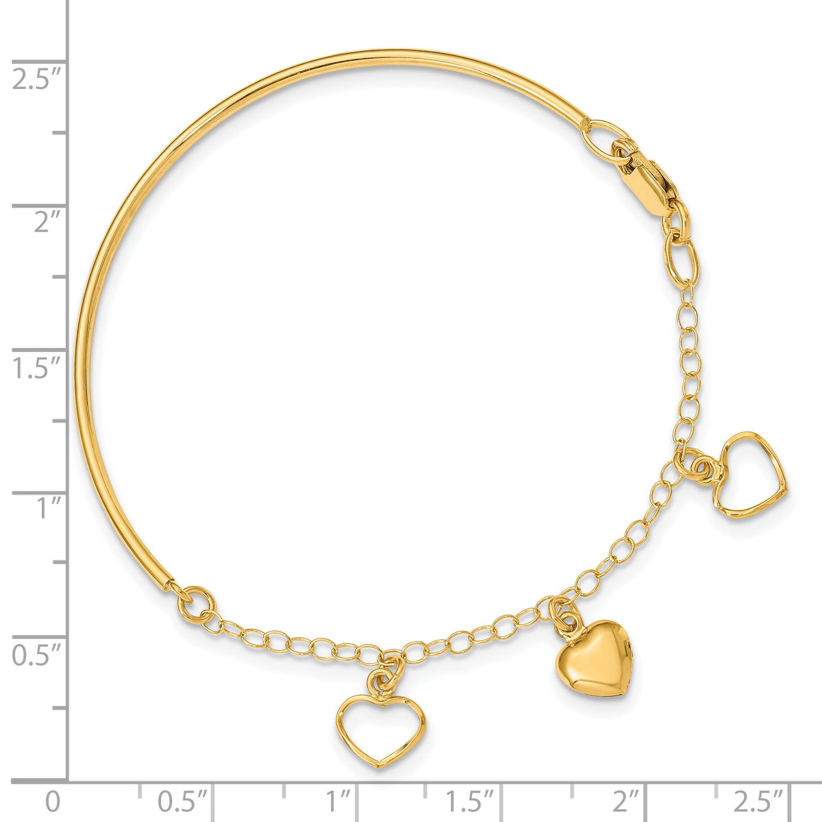 14k Polished Dangle Heart Chain Bangle-SF2497-7
