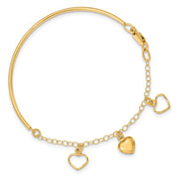 14k Polished Dangle Heart Chain Bangle-SF2497-7
