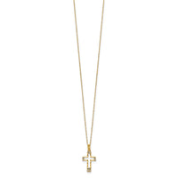 14k Polished CZ Cross Pendant Necklace-SF2502-16
