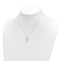 14k Polished CZ Cross Pendant Necklace-SF2502-16