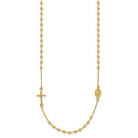 14k Polished Cross Rosary 16 inch Necklace-SF2504-16