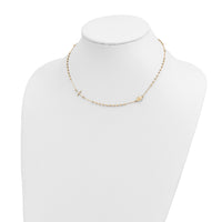 14k Polished Cross Rosary 16 inch Necklace-SF2504-16