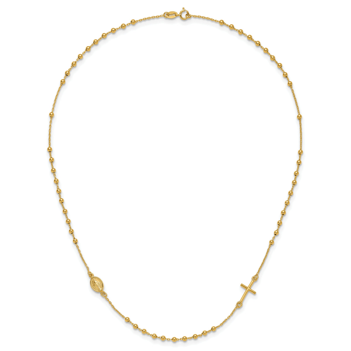 14k Polished Cross Rosary 16 inch Necklace-SF2504-16