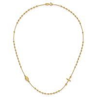 14k Polished Cross Rosary 16 inch Necklace-SF2504-16