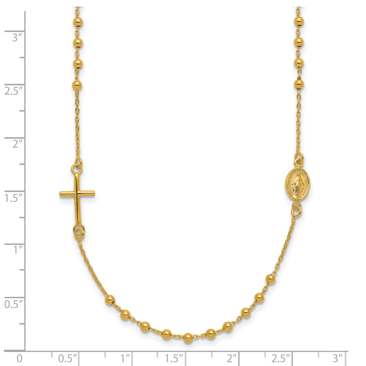 14k Polished Cross Rosary 16 inch Necklace-SF2504-16