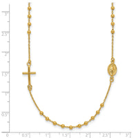 14k Polished Cross Rosary 16 inch Necklace-SF2504-16