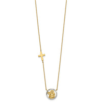 14k Rhodium-plated D/C Angel & Cross Necklace-SF2506-17