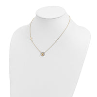 14k Rhodium-plated D/C Angel & Cross Necklace-SF2506-17
