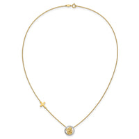 14k Rhodium-plated D/C Angel & Cross Necklace-SF2506-17