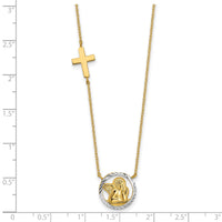 14k Rhodium-plated D/C Angel & Cross Necklace-SF2506-17