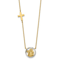 14k Rhodium-plated D/C Angel & Cross Necklace-SF2506-17
