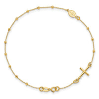 14k Polished Cross Rosary 7.5 inch Bracelet-SF2507-6.5
