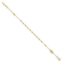 14k Polished D/C Cross and Miraculous Medal .75in ext. Bracelet-SF2508-6