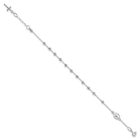 14k White Gold D/C Cross and Miraculous Medal .75in ext. Bracelet-SF2509-6