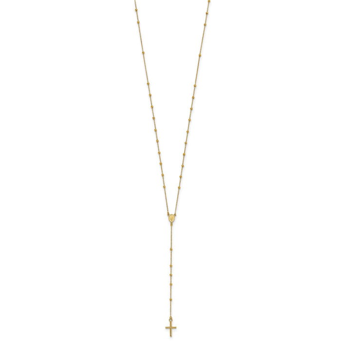 14k Polished Rosary 24 inch Necklace-SF2512-24