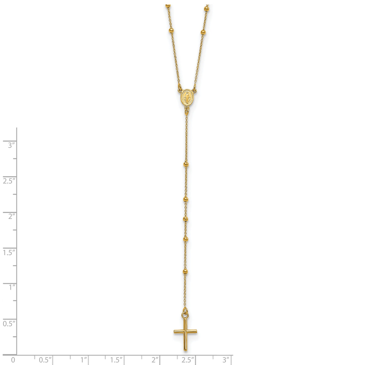 14k Polished Rosary 24 inch Necklace-SF2512-24