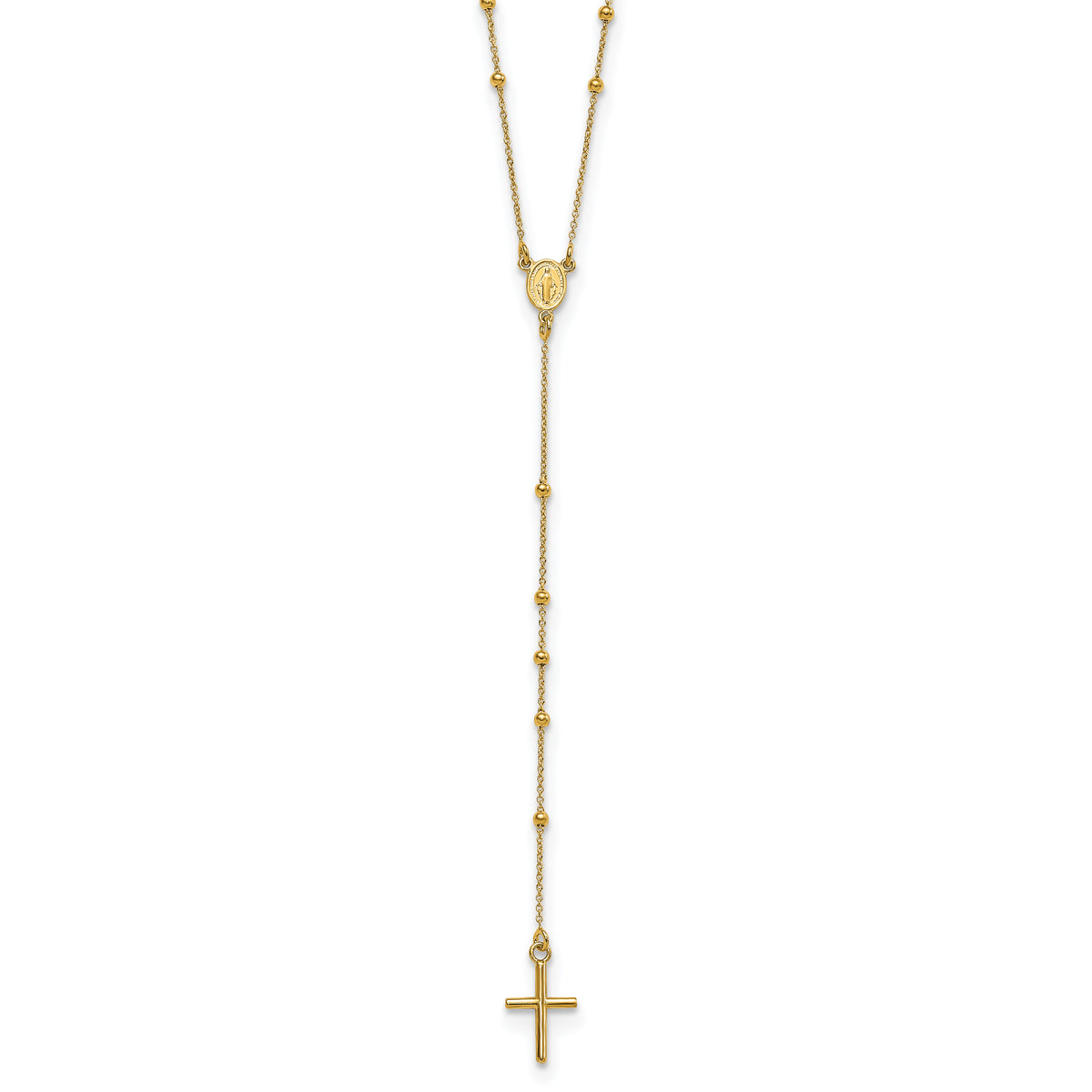 14k Polished Rosary 24 inch Necklace-SF2512-24