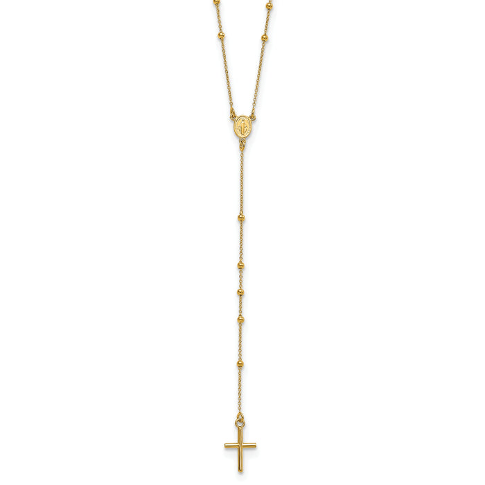 14k Polished Rosary 24 inch Necklace-SF2512-24