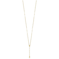 14k Gold Polished & D/C w/3in ext. Rosary Necklace-SF2513-17