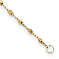 14k Gold Polished & D/C w/3in ext. Rosary Necklace-SF2513-17