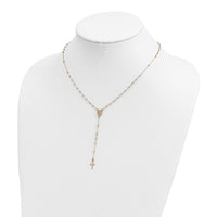 14k Gold Polished & D/C w/3in ext. Rosary Necklace-SF2513-17