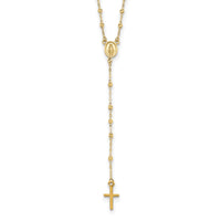 14k Gold Polished & D/C w/3in ext. Rosary Necklace-SF2513-17