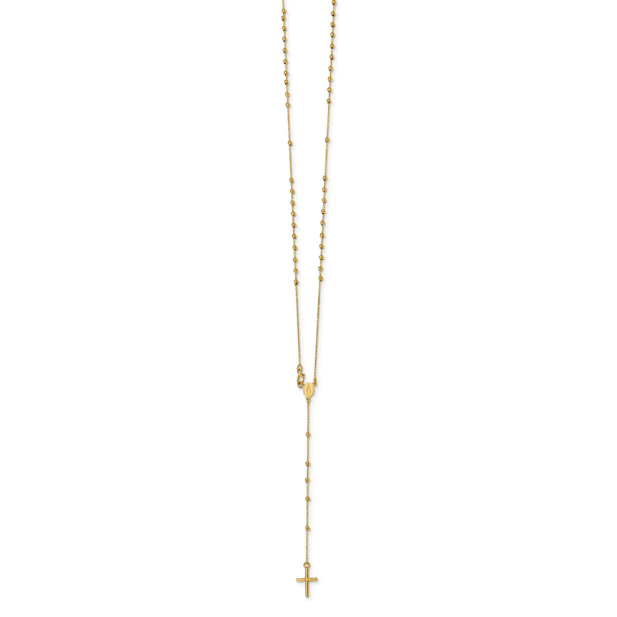14k Polished Beaded Rosary 16.5 inch Necklace-SF2514-16.5