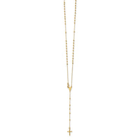 14k Polished Beaded Rosary 16.5 inch Necklace-SF2514-16.5