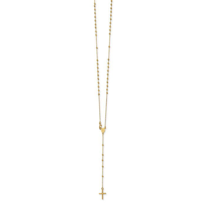 14k Polished Beaded Rosary 16.5 inch Necklace-SF2514-16.5