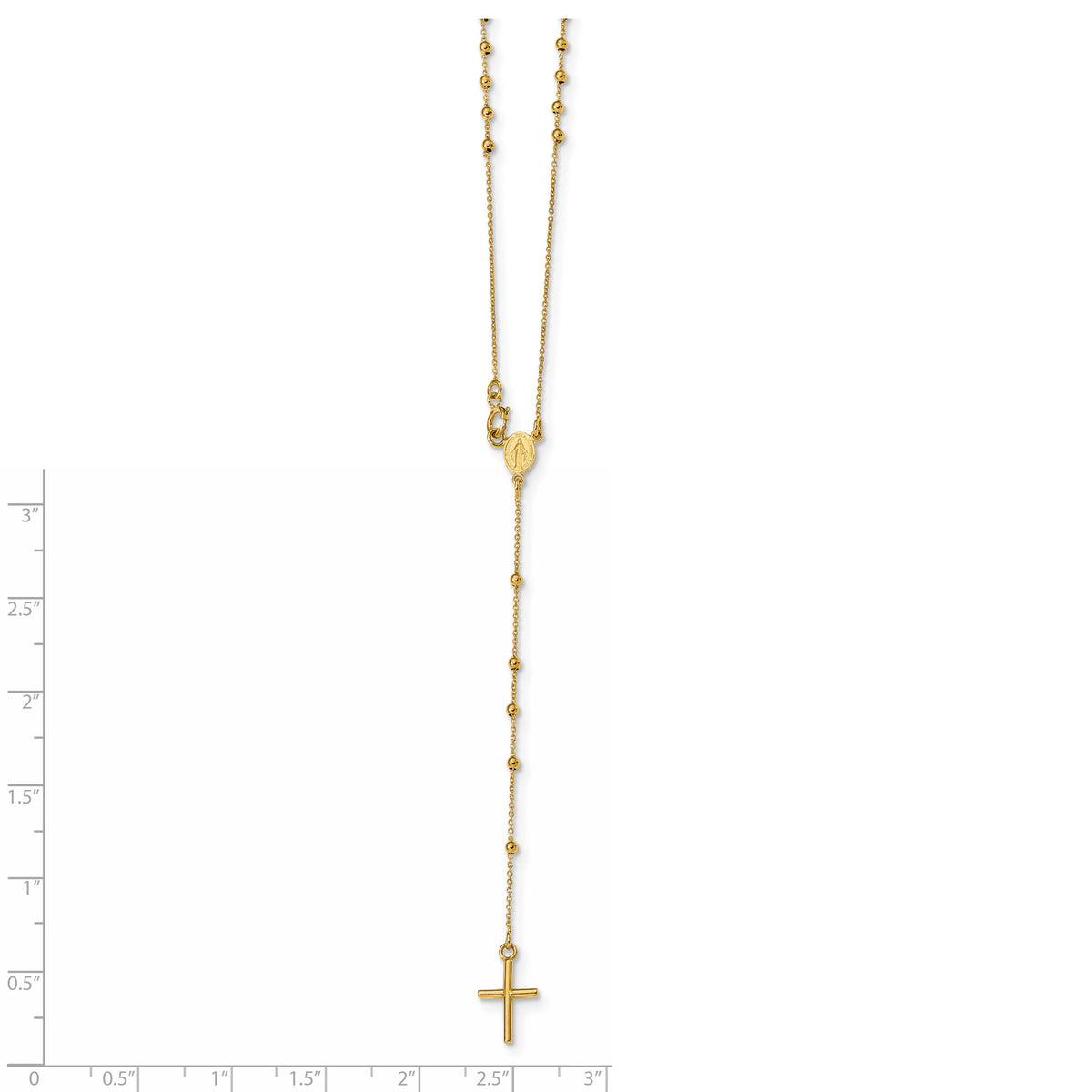 14k Polished Beaded Rosary 16.5 inch Necklace-SF2514-16.5