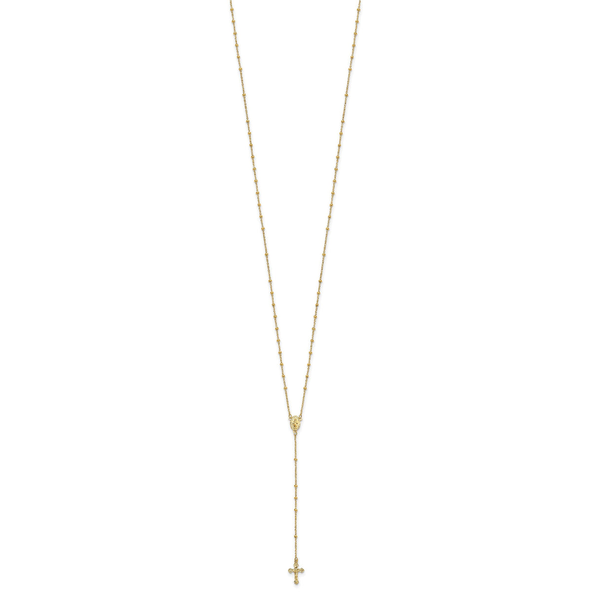 14k Polished 2mm Beaded Rosary Necklace-SF2515-19.5