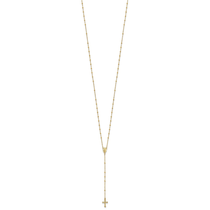 14k Polished 2mm Beaded Rosary Necklace-SF2515-19.5