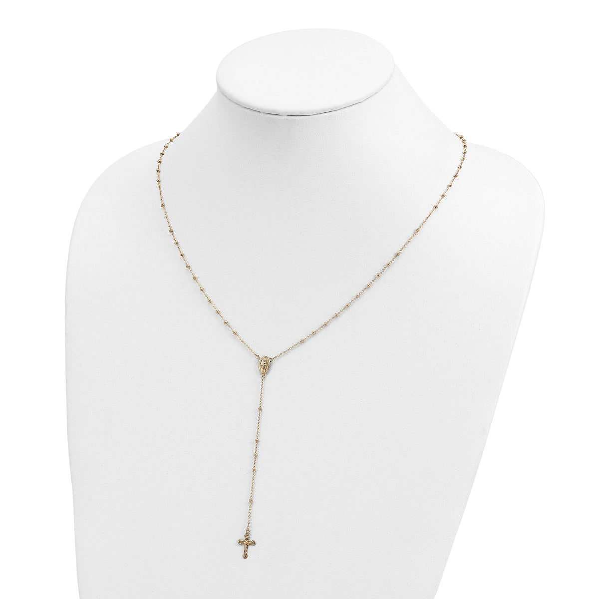 14k Polished 2mm Beaded Rosary Necklace-SF2515-19.5