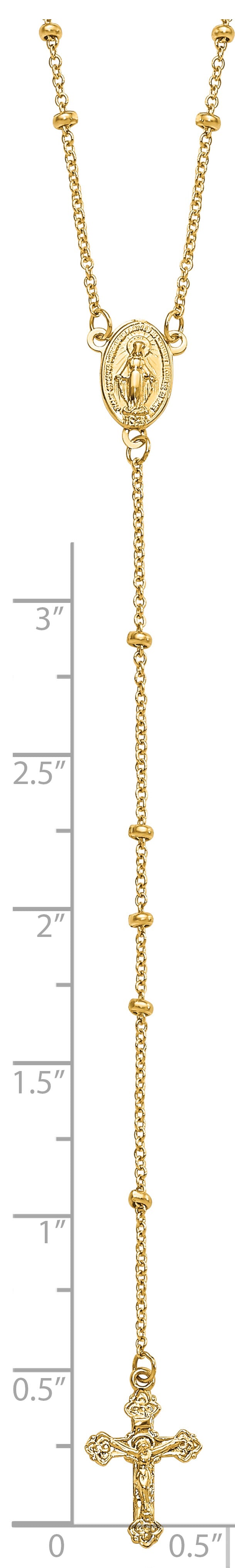 14k Polished 2mm Beaded Rosary Necklace-SF2515-19.5