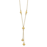 14k Polished Diamond-cut Puffed Hearts w/2in Ext. Y-Necklace-SF2522-16