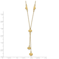 14k Polished Diamond-cut Puffed Hearts w/2in Ext. Y-Necklace-SF2522-16