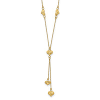 14k Polished Diamond-cut Puffed Hearts w/2in Ext. Y-Necklace-SF2522-16