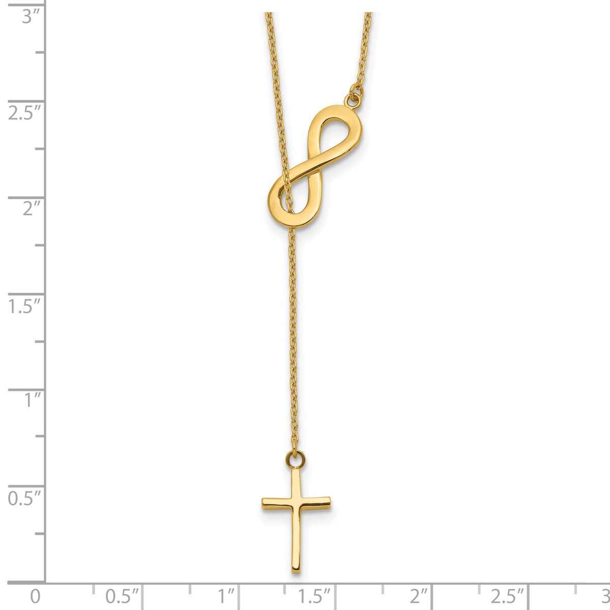 14k Polished Infinity & Cross Lariat Necklace-SF2525-18