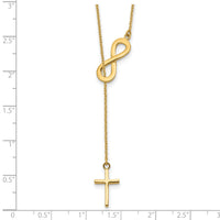 14k Polished Infinity & Cross Lariat Necklace-SF2525-18