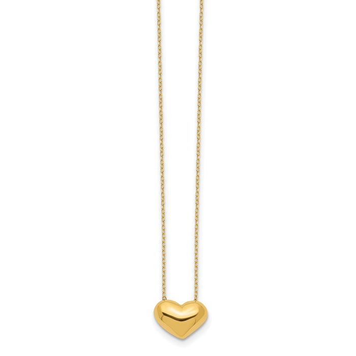14k Polished Puffed Heart 18 inch Necklace-SF2527-18