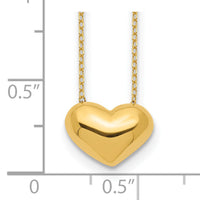 14k Polished Puffed Heart 18 inch Necklace-SF2527-18