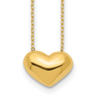 14k Polished Puffed Heart 18 inch Necklace-SF2527-18