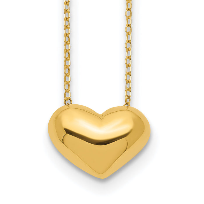 14k Polished Puffed Heart 18 inch Necklace-SF2527-18