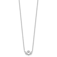14k White Gold Polished Claddagh Necklace-SF2531-17