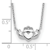 14k White Gold Polished Claddagh Necklace-SF2531-17