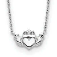 14k White Gold Polished Claddagh Necklace-SF2531-17