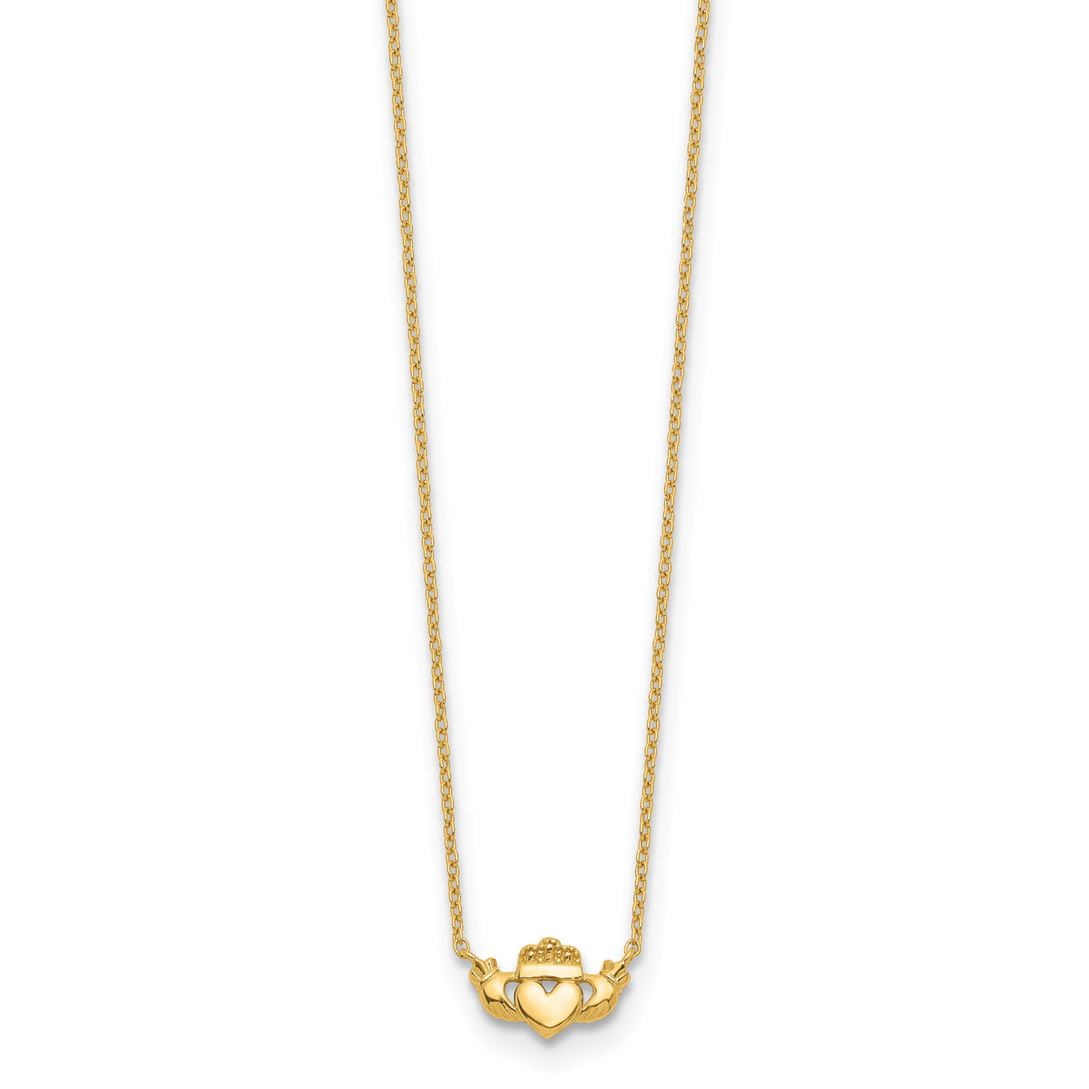 14k Polished Claddagh 17 inch Necklace-SF2532-17