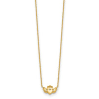 14k Polished Claddagh 17 inch Necklace-SF2532-17
